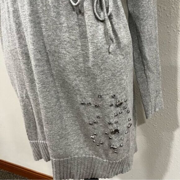 Victoria's Secret Sweater Dress Medium Long Sleeve Knee Sheath Cowl Stone - Picture 5 of 11